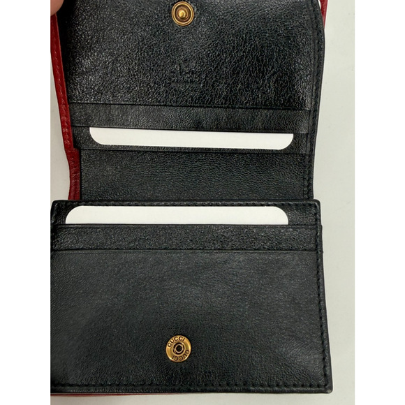 New GUCCI GG Marmont Diagonal Black and Red Leather Bifold Card Wallet W/ Box - Picture 8 of 15